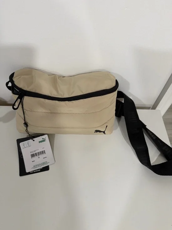 Puma Beige Quilted Crossbody Belt Bag with Black Strap - Picture 5 of 5